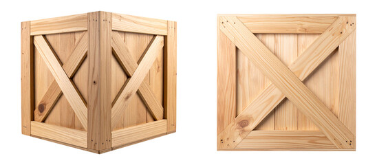 Set of wood box isolated object