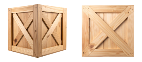 Set of wood box isolated object