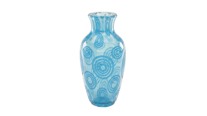Blue glass vase with concentric circle pattern
