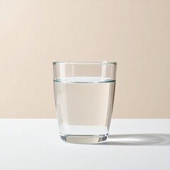 自然光とグリーンに囲まれた透明なグラスの新鮮な水
