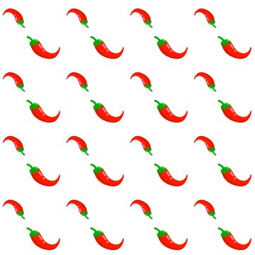 Seamless pattern with spicy red chili peppers. Red hot chili pepper vegetable background texture. Spicy food seamless wallpaper with red peppers