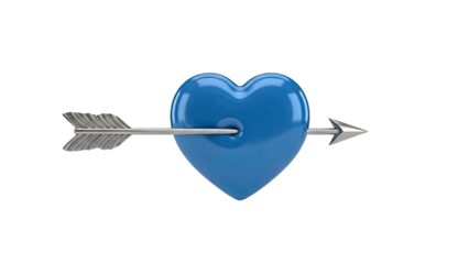 Blue heart pierced by silver arrow