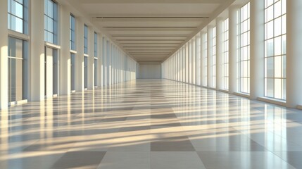 Obraz premium Exploring Business Strategies Through a Long Hallway with Emphasis on Clear Direction and Vision