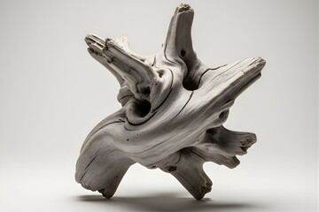 Unique Abstract Shaped Driftwood Piece Isolated on Plain Background