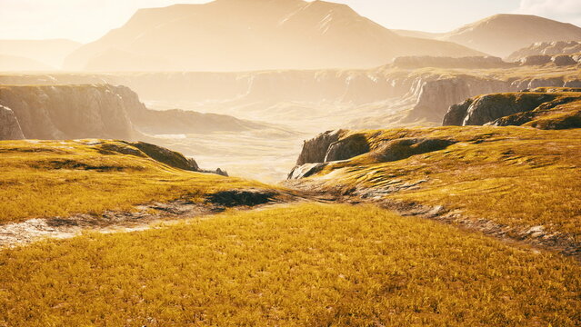 Mountain scenery with dry grass in Afghanistan