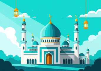 Morning Mosque Scene for Eid al-Fitr