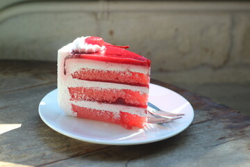 strawberry cake is delicious at the cafe.