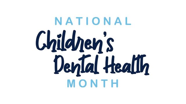 Blue cursive text for national childrens dental health month. Suitable for dental offices, pediatric practices, educational materials, and social media posts.
