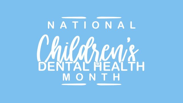 National childrens dental health month announcement on light blue background. Suitable for dental clinics, schools, newsletters, social media, educational materials.