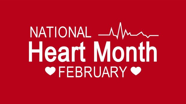Promoting national heart month with red and white colors. Fits well for healthcare campaigns, social media posts, and medical websites.