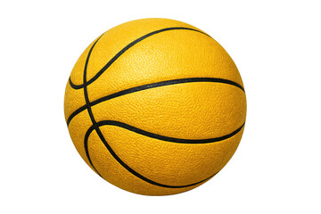 Fototapeta premium Yellow basketball with textured surface on a transparent background, symbolizing sport, competition, and teamwork