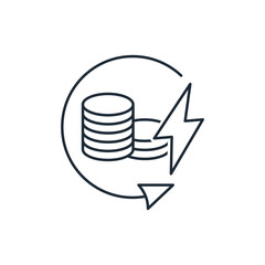  Electricity cost or profit. Vector linear icon illustration isolated on white background.