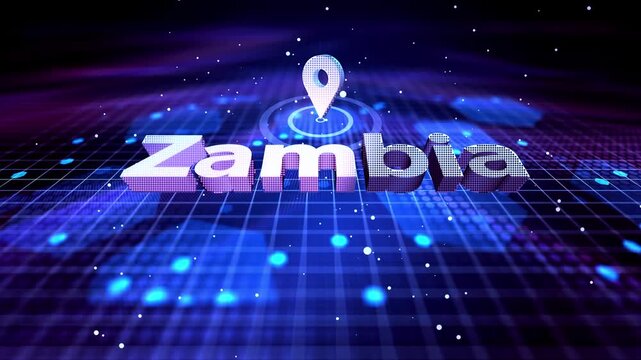 zambia Digital Map with Location Pin, Futuristic Technology Network Background location, pin, marker, map, country, text