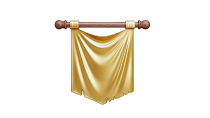 Golden Banner Hanging on Wooden Pole