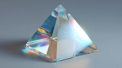 A beautiful prism demonstrating refraction and dispersion of light. The geometric shape creates a spectrum of colors