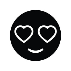 Black silhouette heart eyes smiley face emoji emoticon
