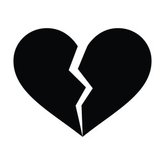 Broken heart silhouette on white background