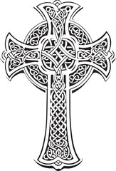 Intricate Celtic Cross: The image showcases a detailed Celtic cross, adorned with elaborate knotwork and symbolic design, representing faith and heritage.