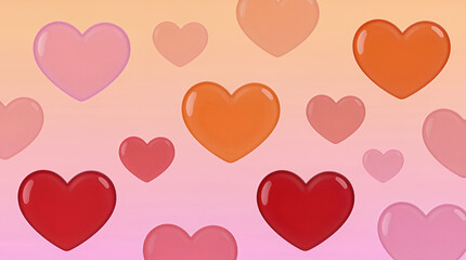 Multiple colorful heart shapes on gradient background