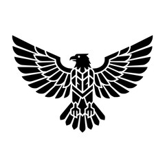 vector illustration of an eagle spreading its wings with sharp geometric line details.