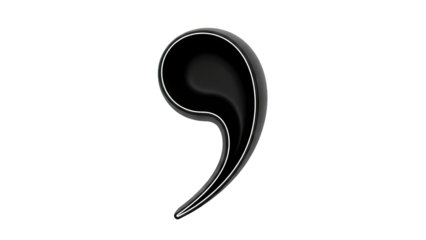 Glossy Black Comma Symbol