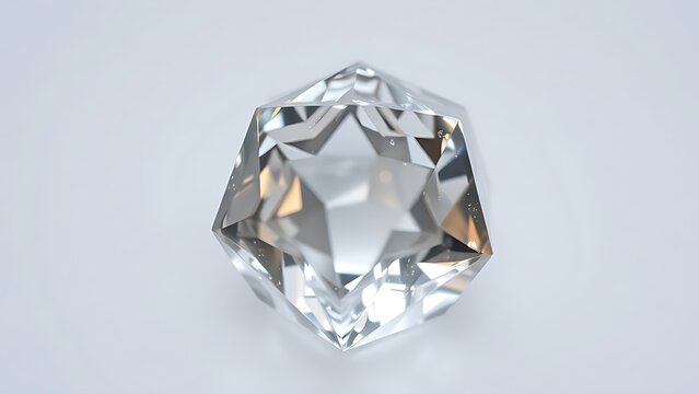 condoning. A naturally formed icosahedral crystal mineral, refracting geometric light in soft natural lighting against a clean background. STEM education sheets.