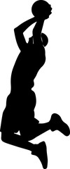 Dynamic Silhouette of a Basketball Player Jumping for a Slam Dunk, Professional Sports Action Illustration © Teh
