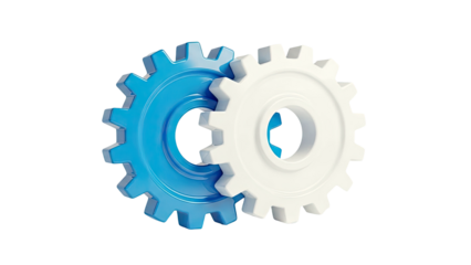 Interlocking Blue and White Gears