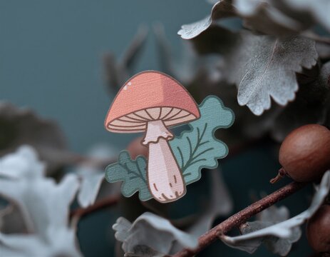 Un delicado hongo emerge entre hojas oto&ntilde;ales, capturando la magia de la naturaleza.