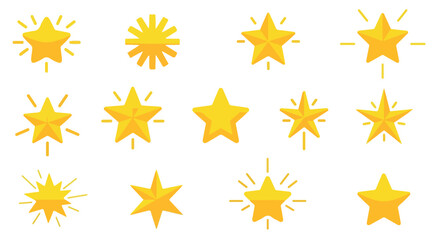 Fototapeta premium Golden stars collection with transparent background