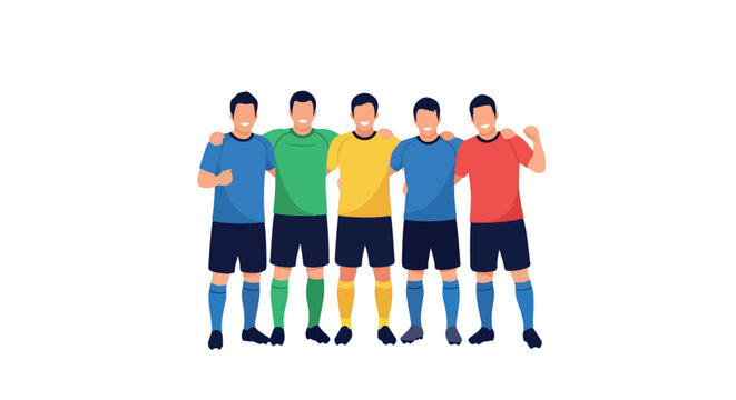 Soccer team celebrating victory with transparent background