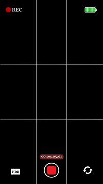 Vertical phone camera overlay animation in 4K with alpha channel. Includes REC indicator, 3x3 grid layout, battery icon, HDR mode label, recording timer, and minimal camera UI design. Transparent