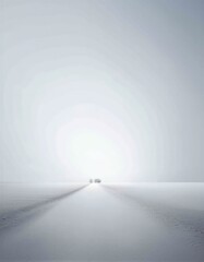 Una carretera desolada se extiende hacia un horizonte ba&ntilde;ado por una luz cegadora.