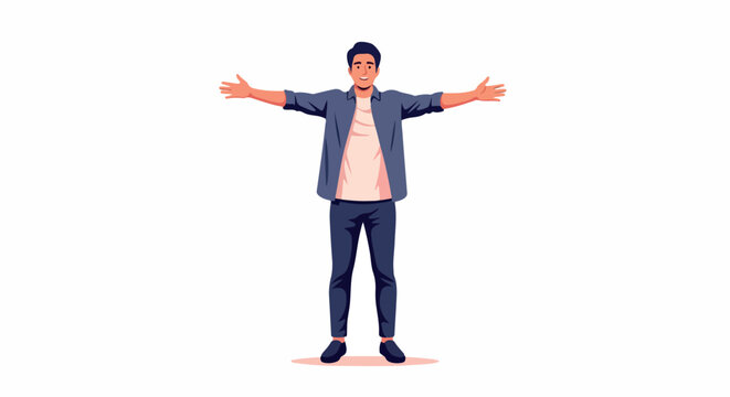 Man standing with arms outstretched with transparent background
