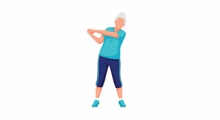 Fototapeta premium Senior woman stretching exercise with transparent background