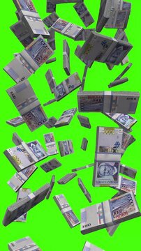 Vertical Haitian Gourde bills falling on chromakey, HTG finance animation