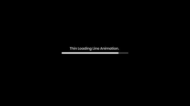 Thin Loading Line Loop Animation Motion Graphics Video, RGB + Alpha Black Background.