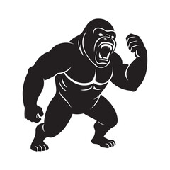 Obraz premium Wild Powerful Majestic Gorilla Symbol vector illustration design set collection