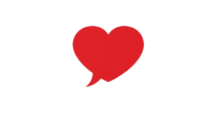 Red heart shape speech bubble icon isolated on transparent background, symbol of love