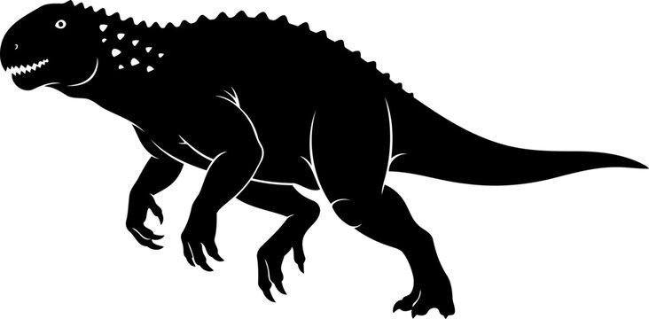 Majungasaurus dinosaur silhouette, a robust carnivorous theropod with distinctive bony osteoderms.