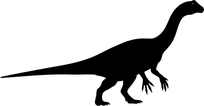 Plateosaurus dinosaur silhouette, a bipedal prosauropod walking in profile.