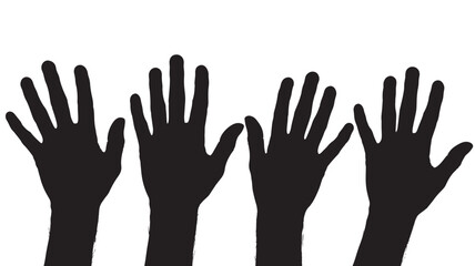 Obraz premium Raised Hands Silhouette in Modern Minimalist Style with High Contrast Lighting on White Background for Volunteer Work