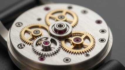 Close up view of intricate watch gears and ruby bearings highlighting precision engineering