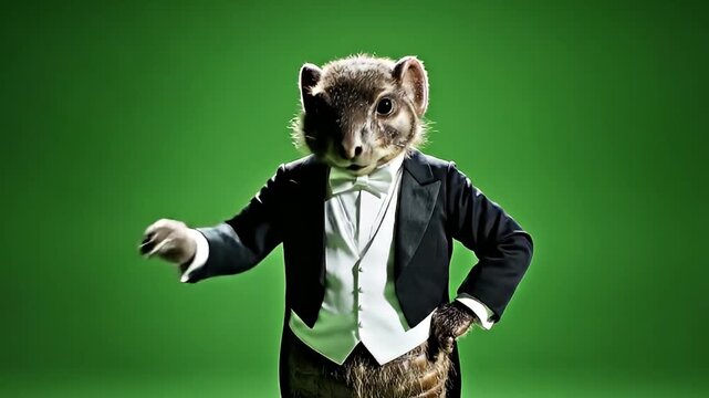 Stylish Creature on Greens Screen Background in a Fun Setting