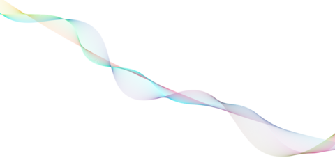 Graceful pastel wave flowing diagonally with gradient colors on transparent background, creating a serene abstract design element