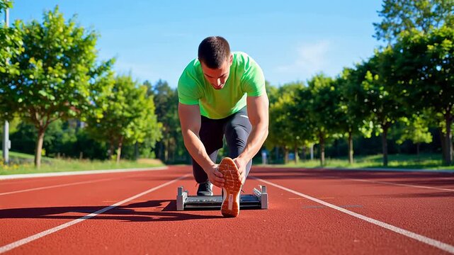 Athlete preparing for race on track