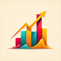 Vibrant modern bar chart with an upward trending arrow symbolizing business growth financial success and progress