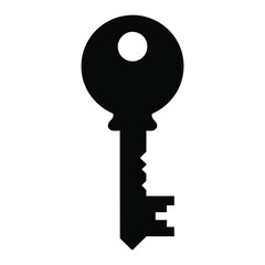 Silhouette of a classic skeleton key on a white background
