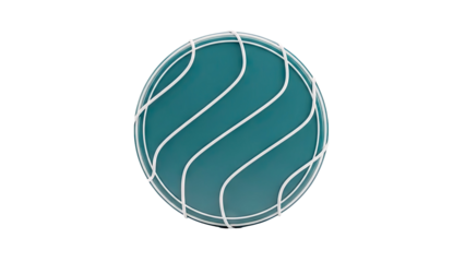 Abstract Teal Sphere with White Wireframe Overlay
