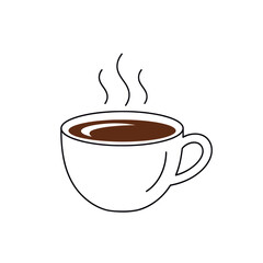 Obraz premium Steaming Hot Coffee Cup Icon, Minimalist Design, White Background
